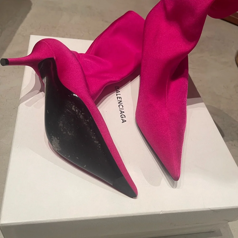 BALENCIAGA sz 37 Pink Midcalf Sock Knife Boots - Picture 5 of 8